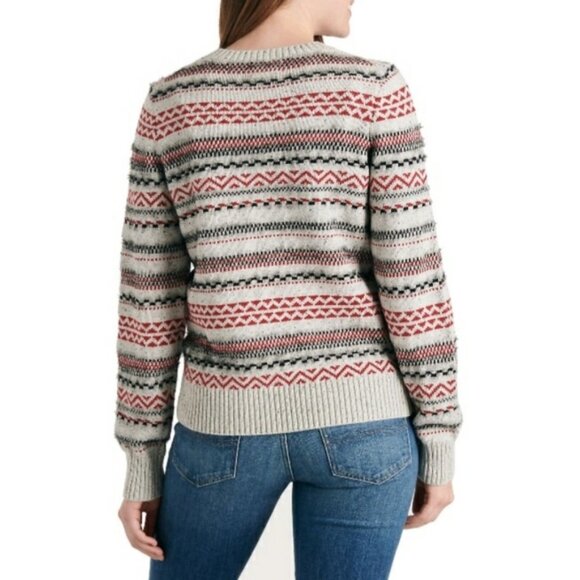 Lucky Brand Striped Fair Isle Cotton/Wool Sweater - Picture 3 of 7